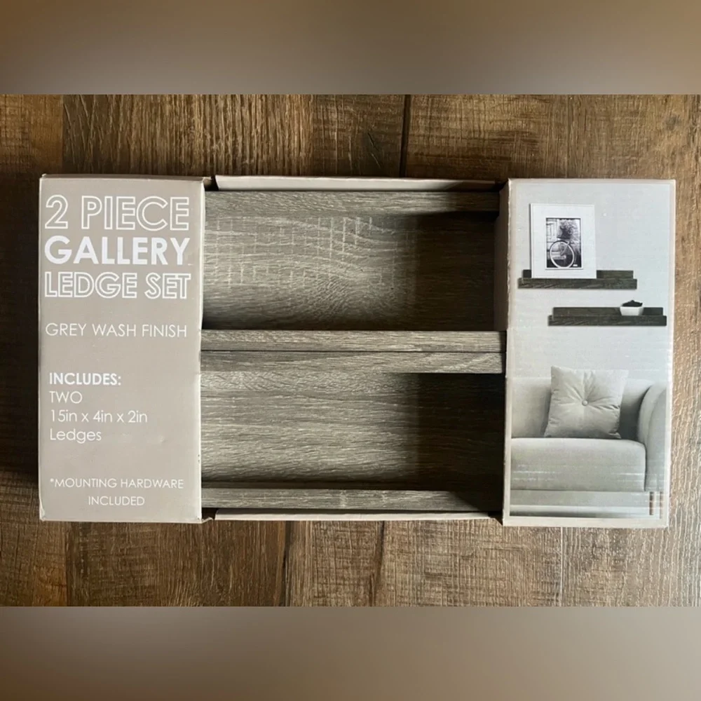 Rustic Gray Wall Shelf Set-2 Piece. New in box. 15in x 4in x2in